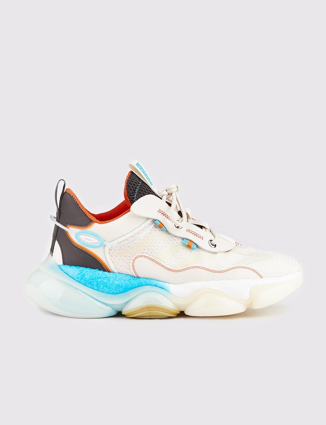 Men Beige Lace Up Chunky Sneakers