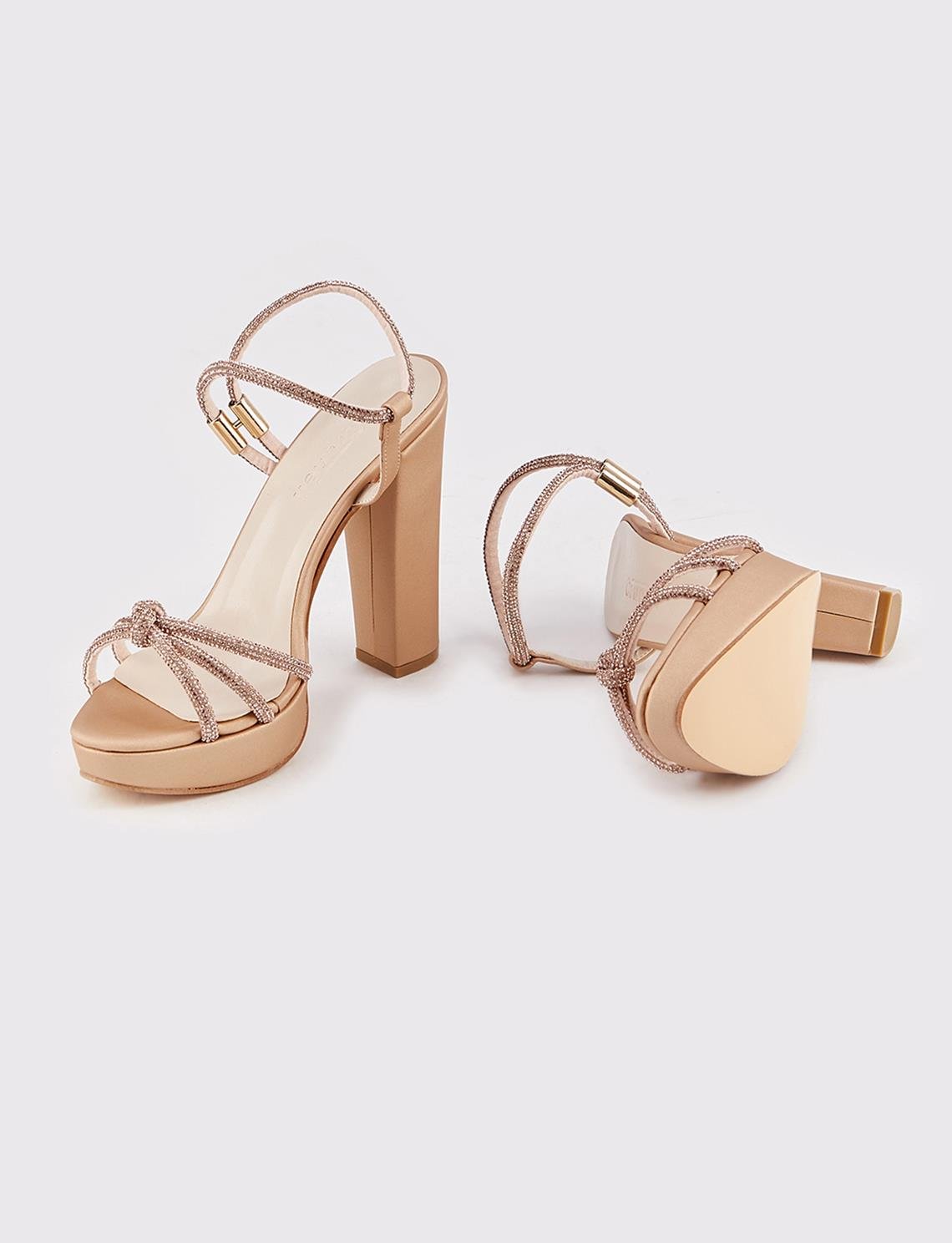 Women Beige Ankle Strap Wedge Sandals