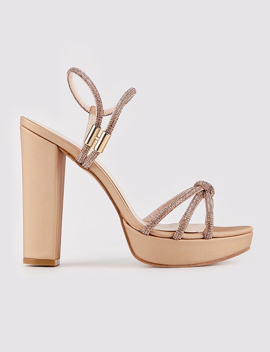 Women Beige Ankle Strap Wedge Sandals