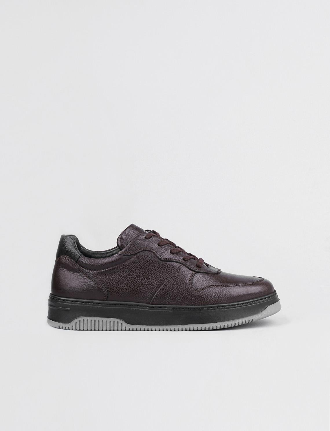 Men Brown Genuine Leather Lace Up Sneakers