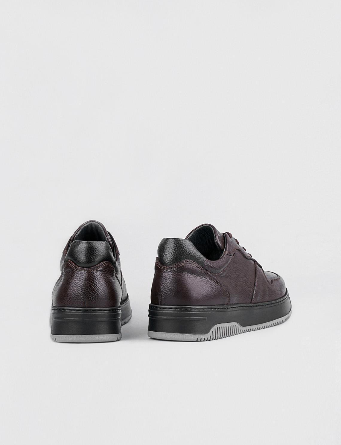 Men Brown Genuine Leather Lace Up Sneakers