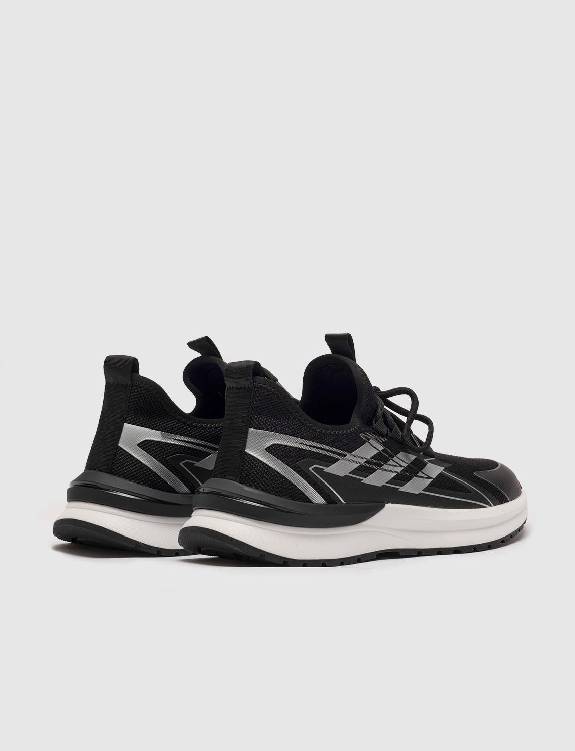 Men Black  Lace Up Sneakers