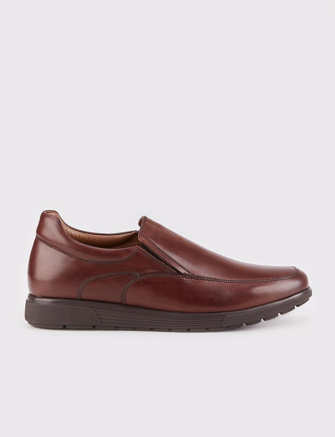 Men Brown Genuine Leather Slip On Casual Shoes