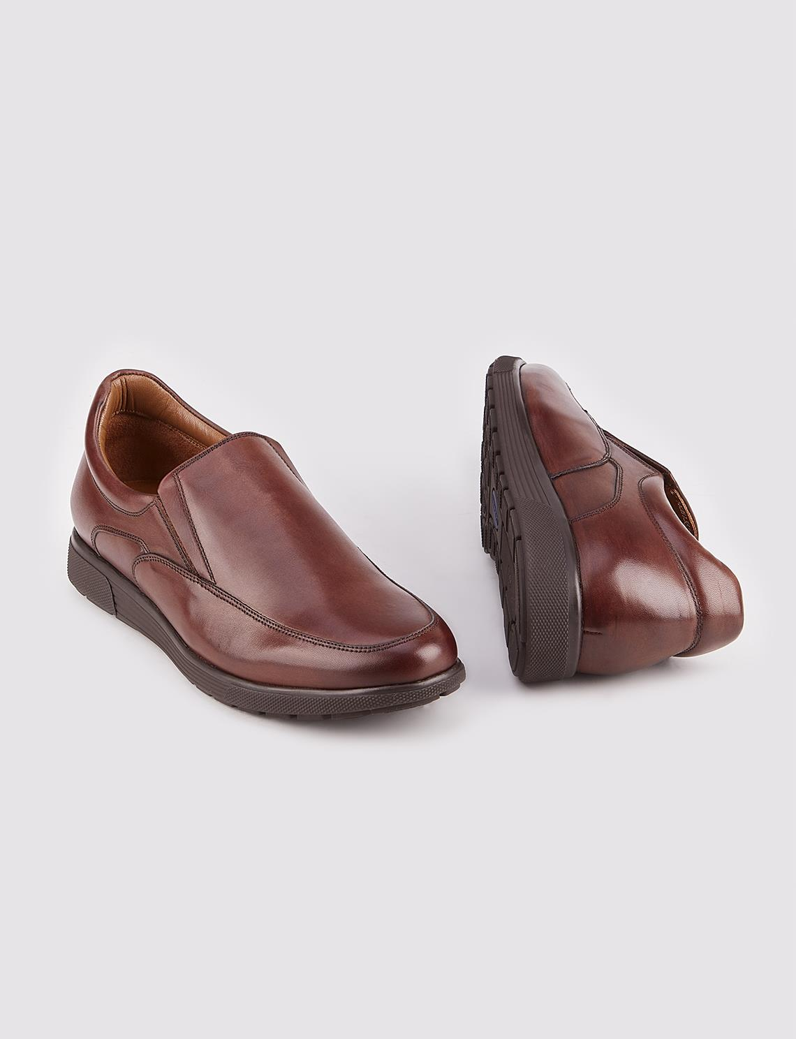 Men Brown Genuine Leather Slip On Casual Shoes