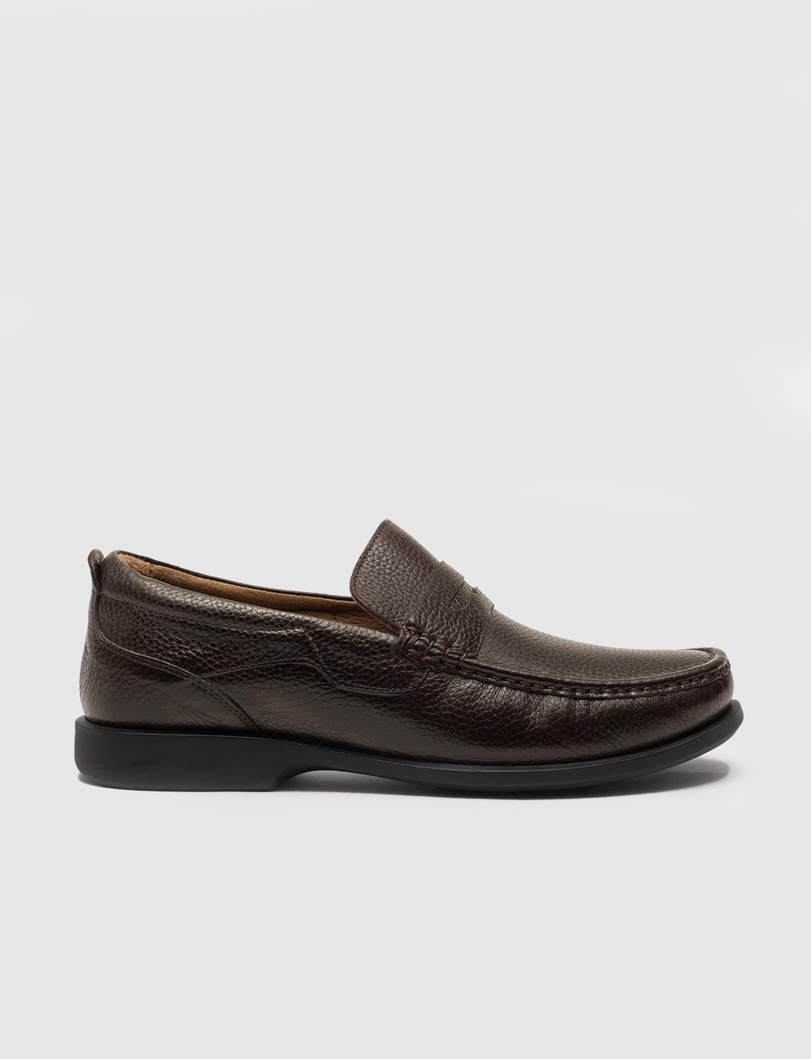 Men Brown Genuine Leather Moc Toe Bit Loafers