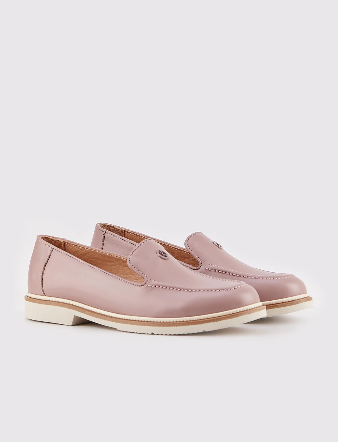 Women Pink Genuine Leather Loafers