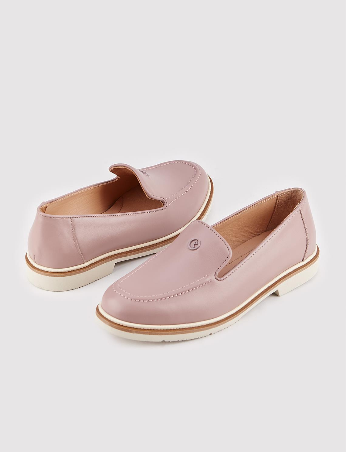 Women Pink Genuine Leather Loafers