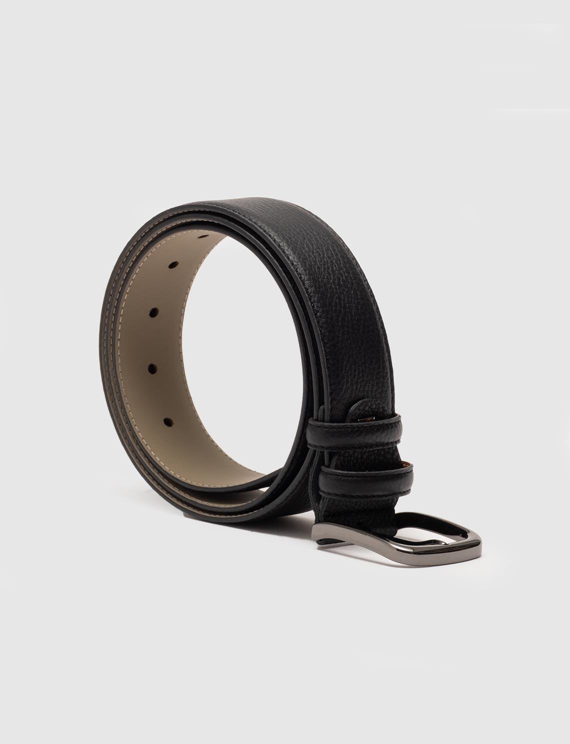 Men Black Genuine Leather Belt
