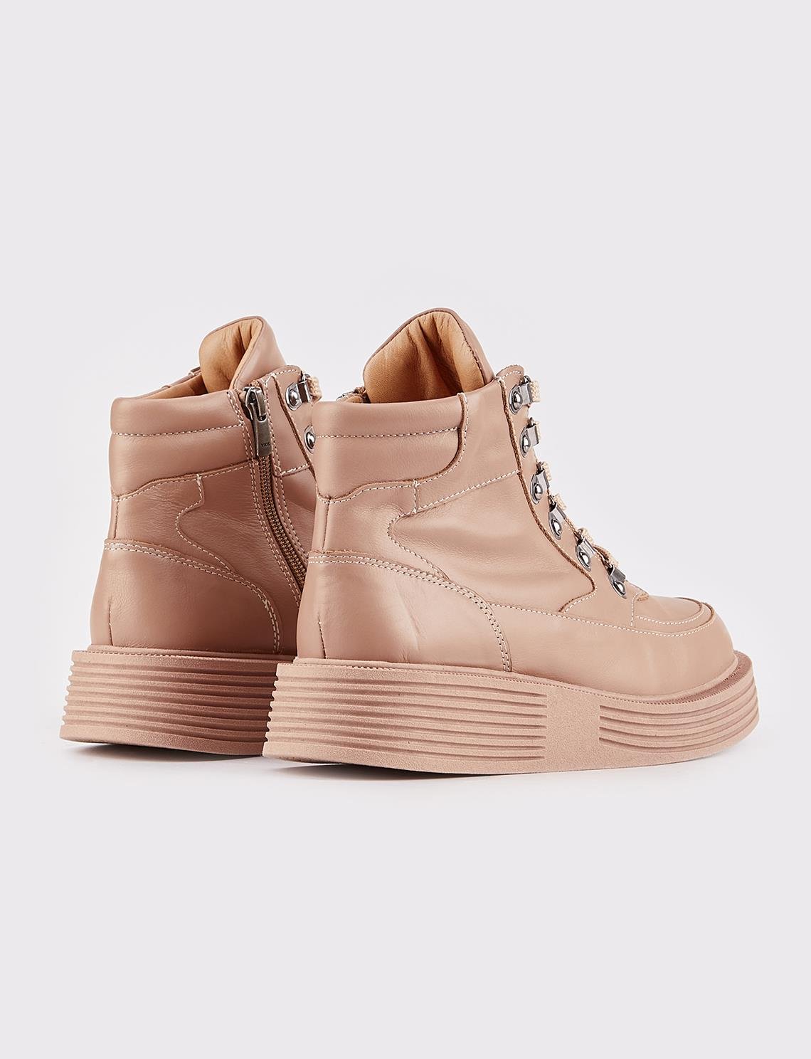 Women Tan Genuine Leather Ankle Boots
