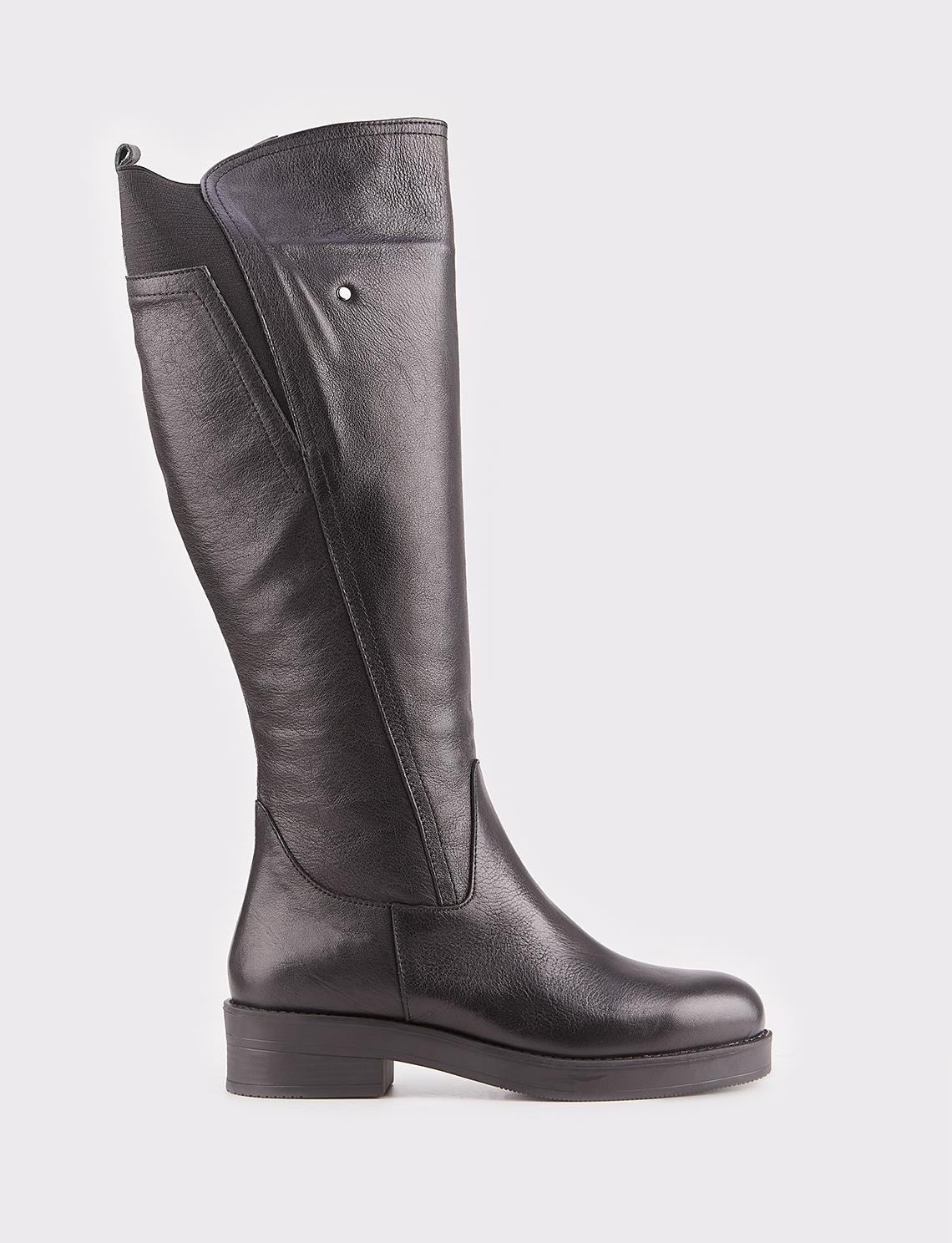 Women Black Genuine Leather Over-knee Boots