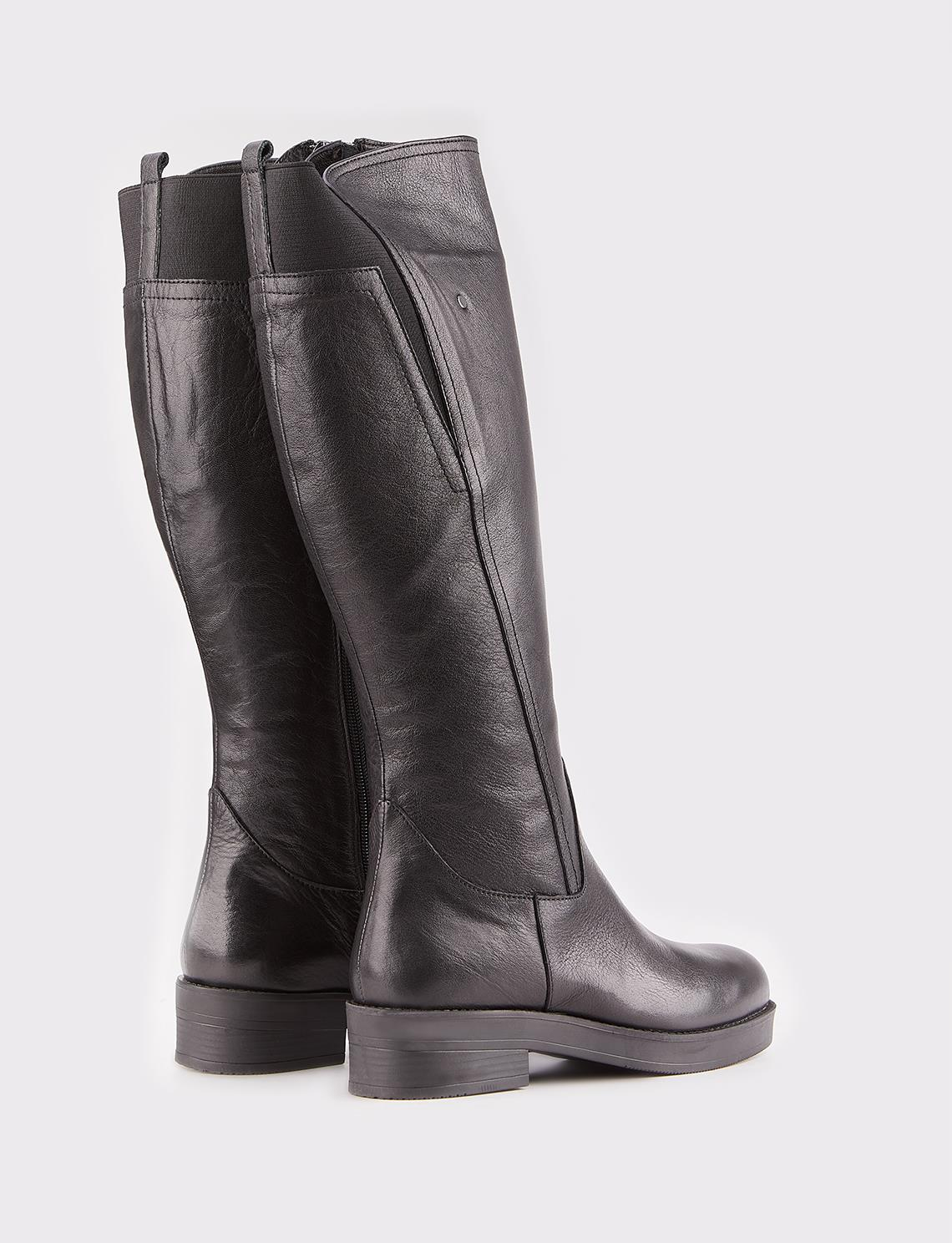 Women Black Genuine Leather Over-knee Boots