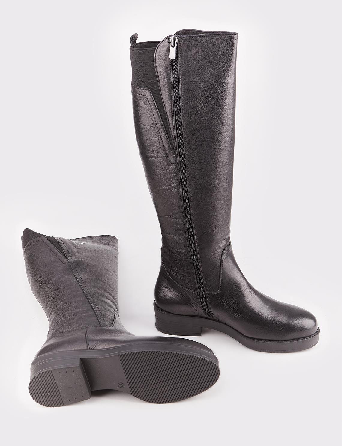 Women Black Genuine Leather Over-knee Boots