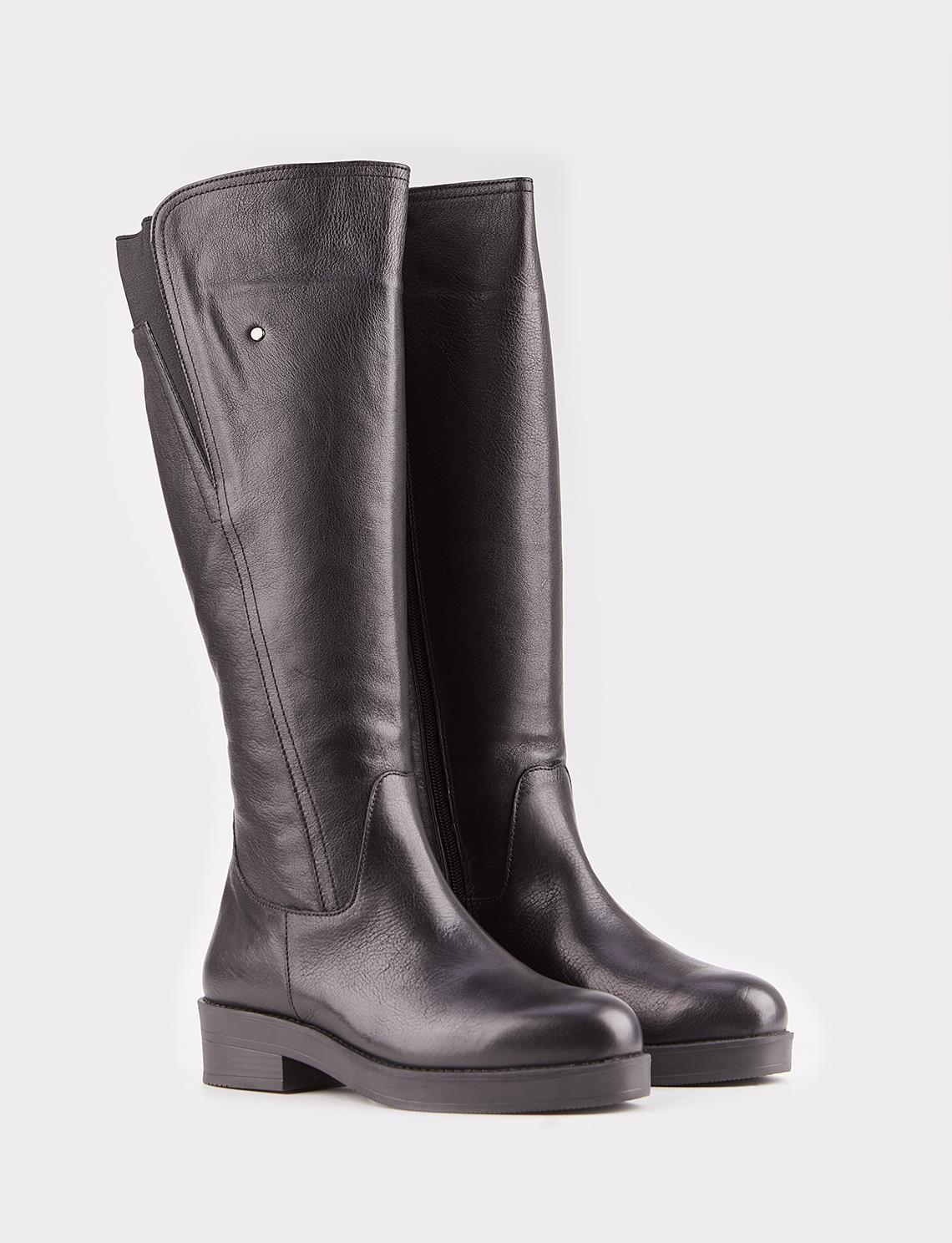 Women Black Genuine Leather Over-knee Boots