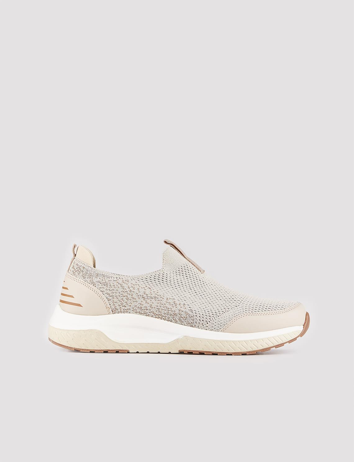 Men Beige Low Top Slip On Sneakers