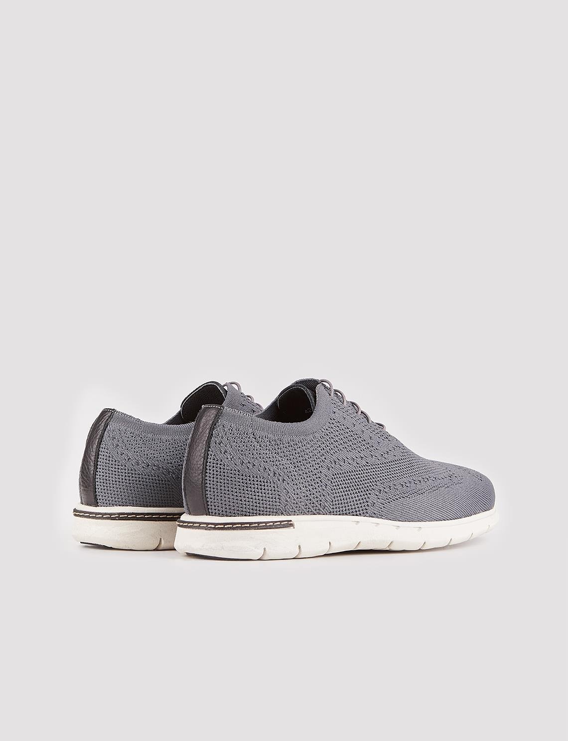 Men Grey Lace Up Casual Knit Shoes