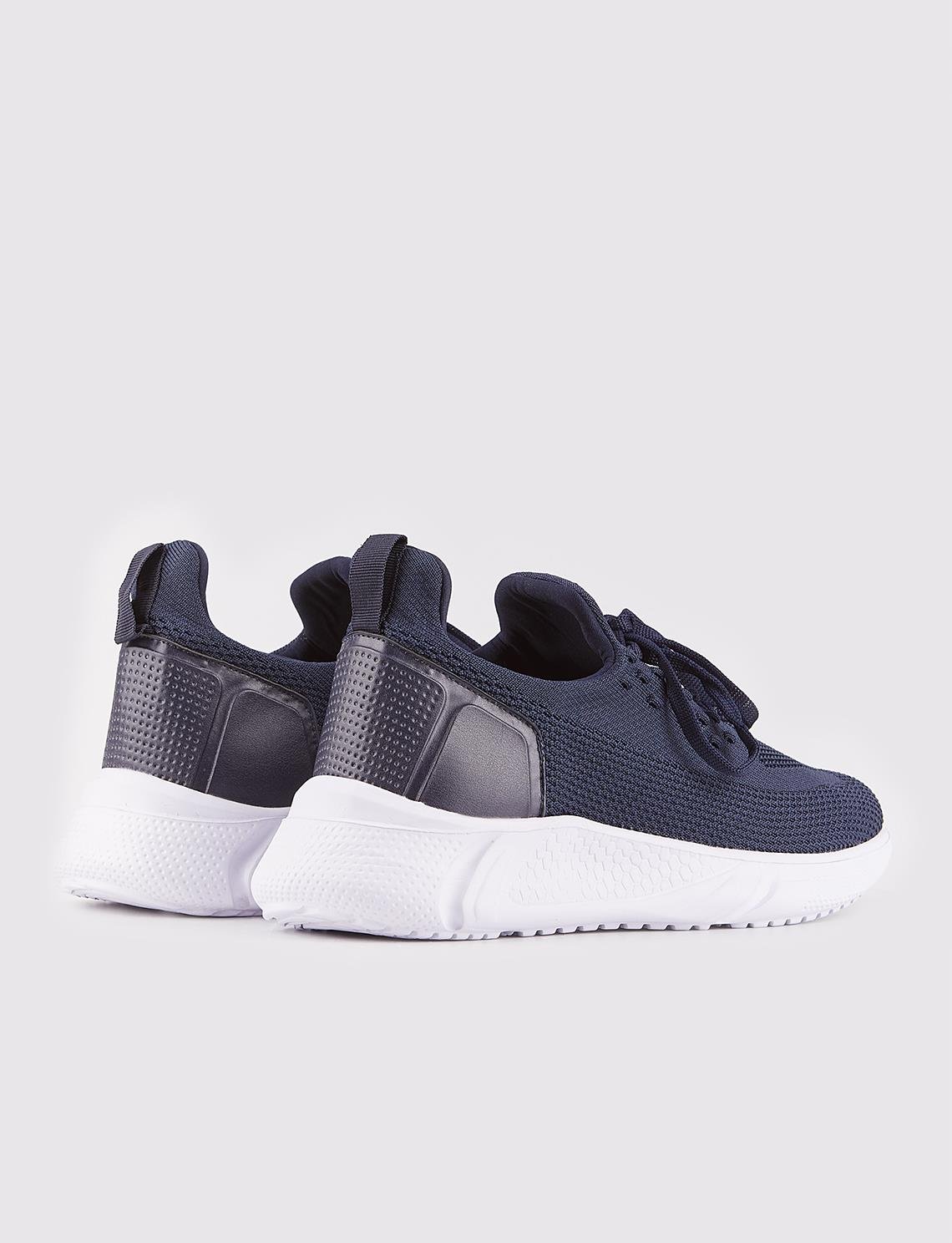 Knit Navy Lace Up Men Sneakers