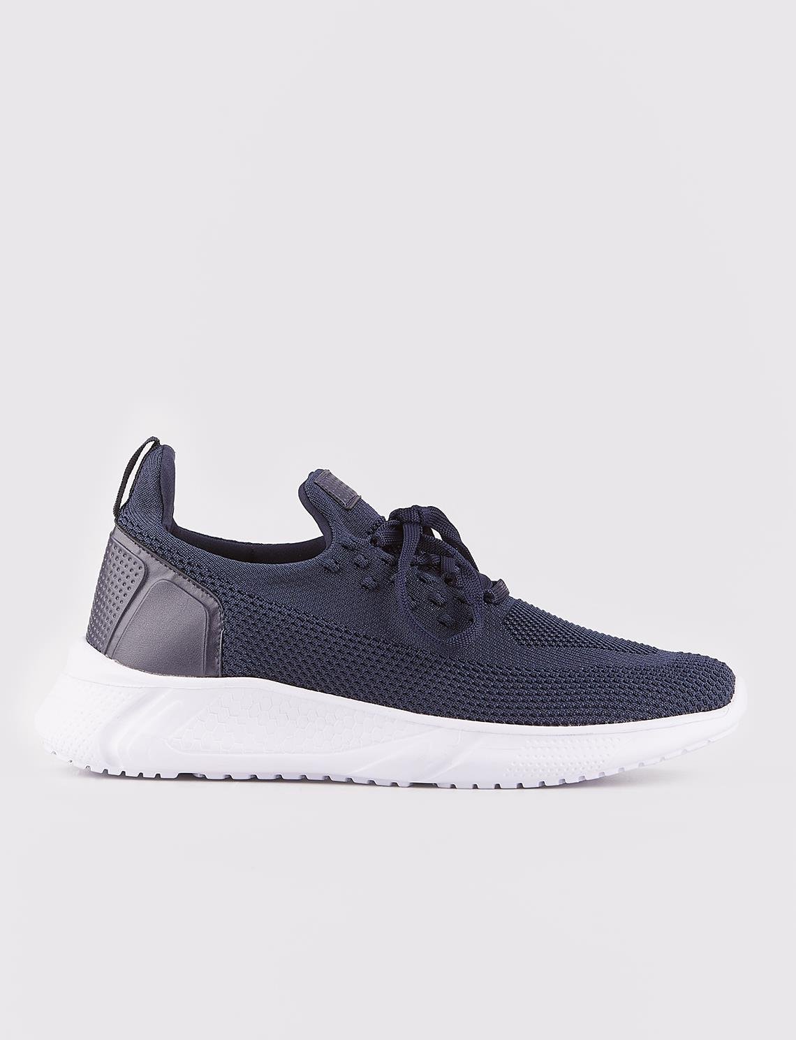 Knit Navy Lace Up Men Sneakers