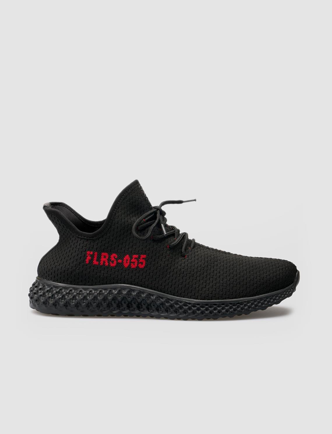 Men Black Knit Lace Up Sneakers