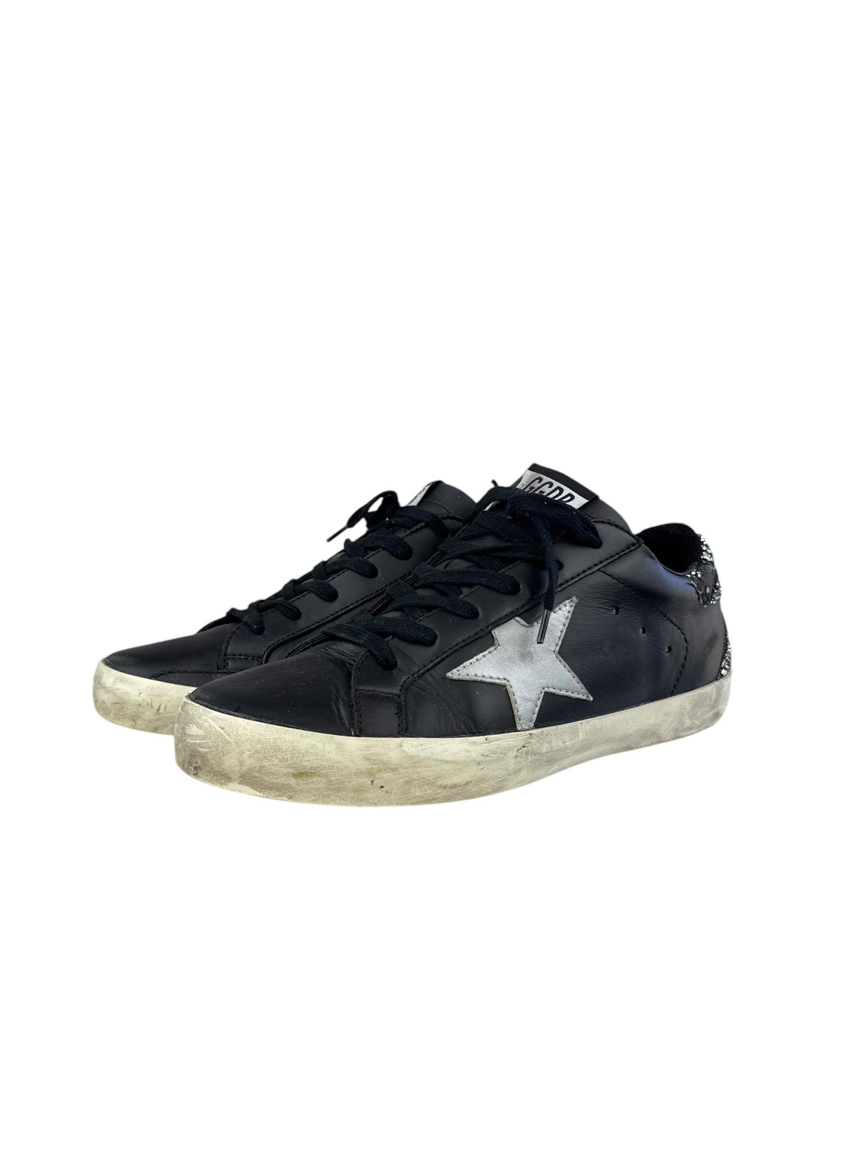 GOLDEN GOOSE BLACK SUPER STAR SNEAKERS