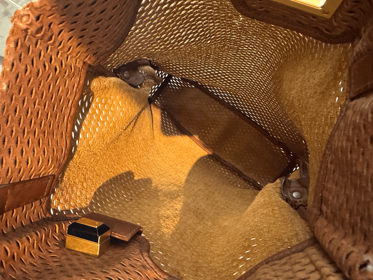 LANVIN MESH LEATHER TOTE BAG