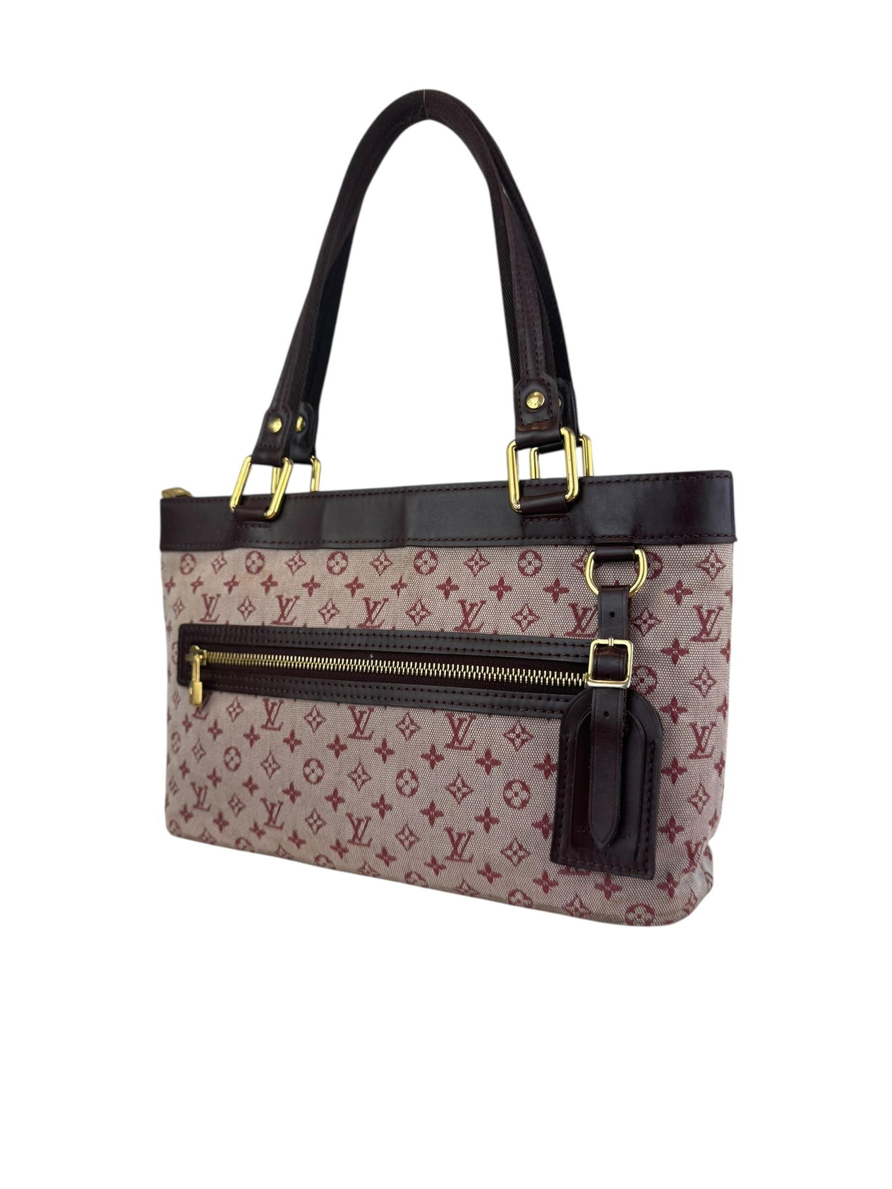 LOUIS VUITTON BROWN MINI LIN LUCILLE PM BAG