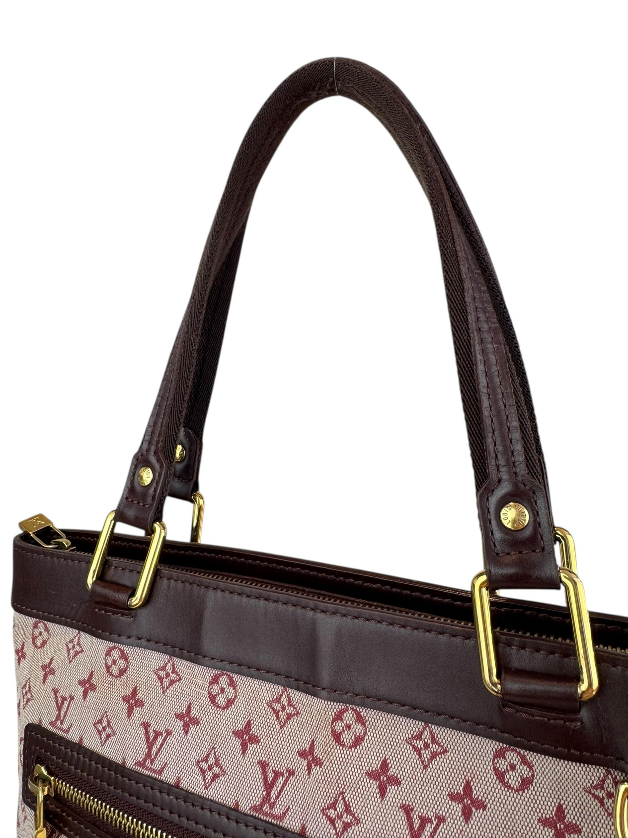 LOUIS VUITTON BROWN MINI LIN LUCILLE PM BAG