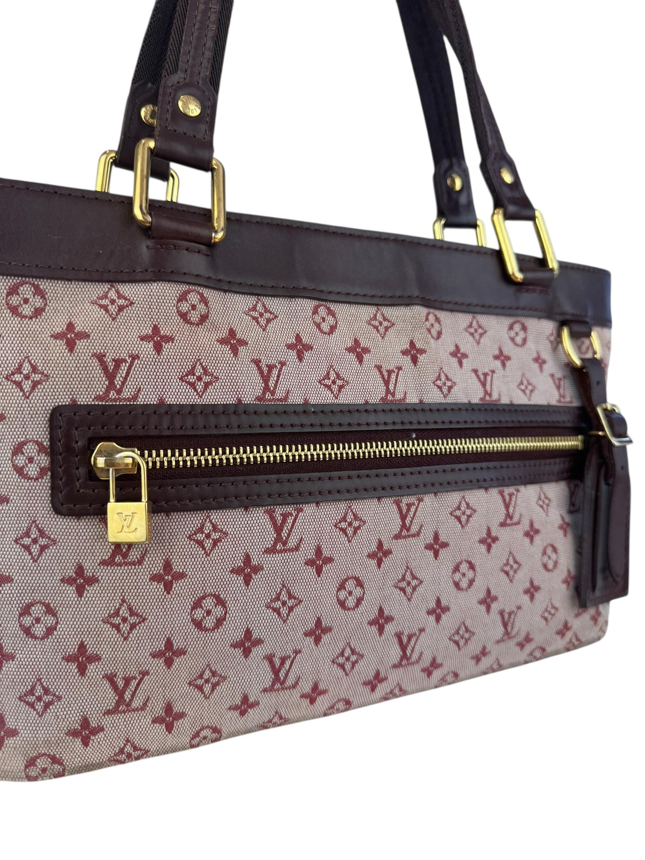 LOUIS VUITTON BROWN MINI LIN LUCILLE PM BAG