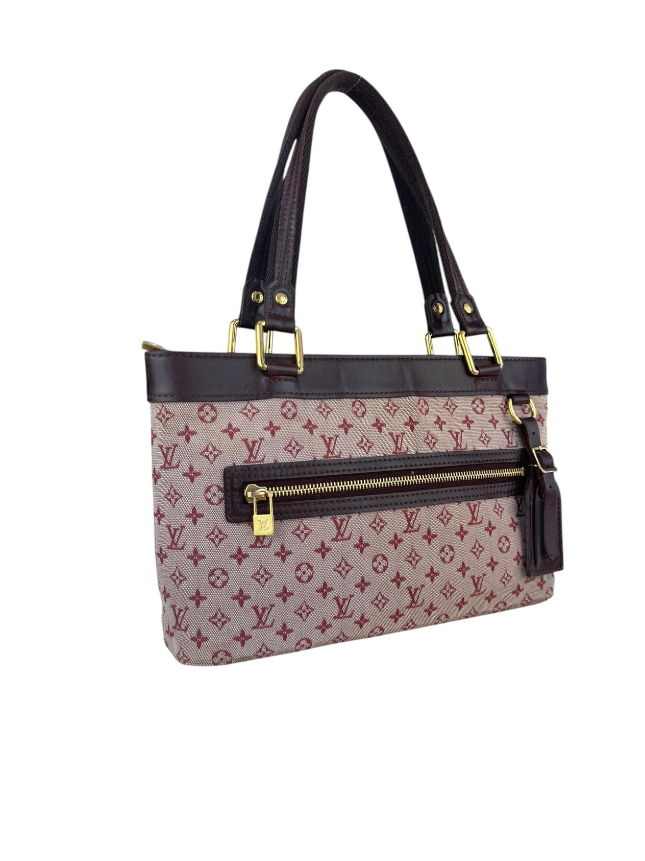 LOUIS VUITTON BROWN MINI LIN LUCILLE PM BAG