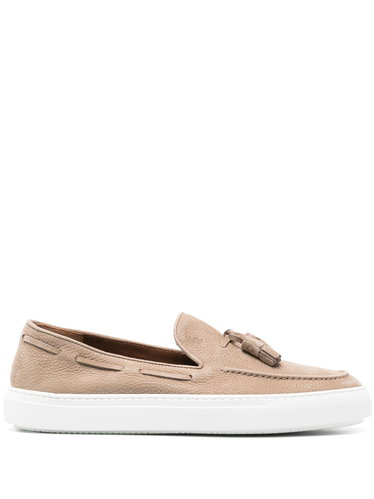 Bej Püsküllü Deri Loafer