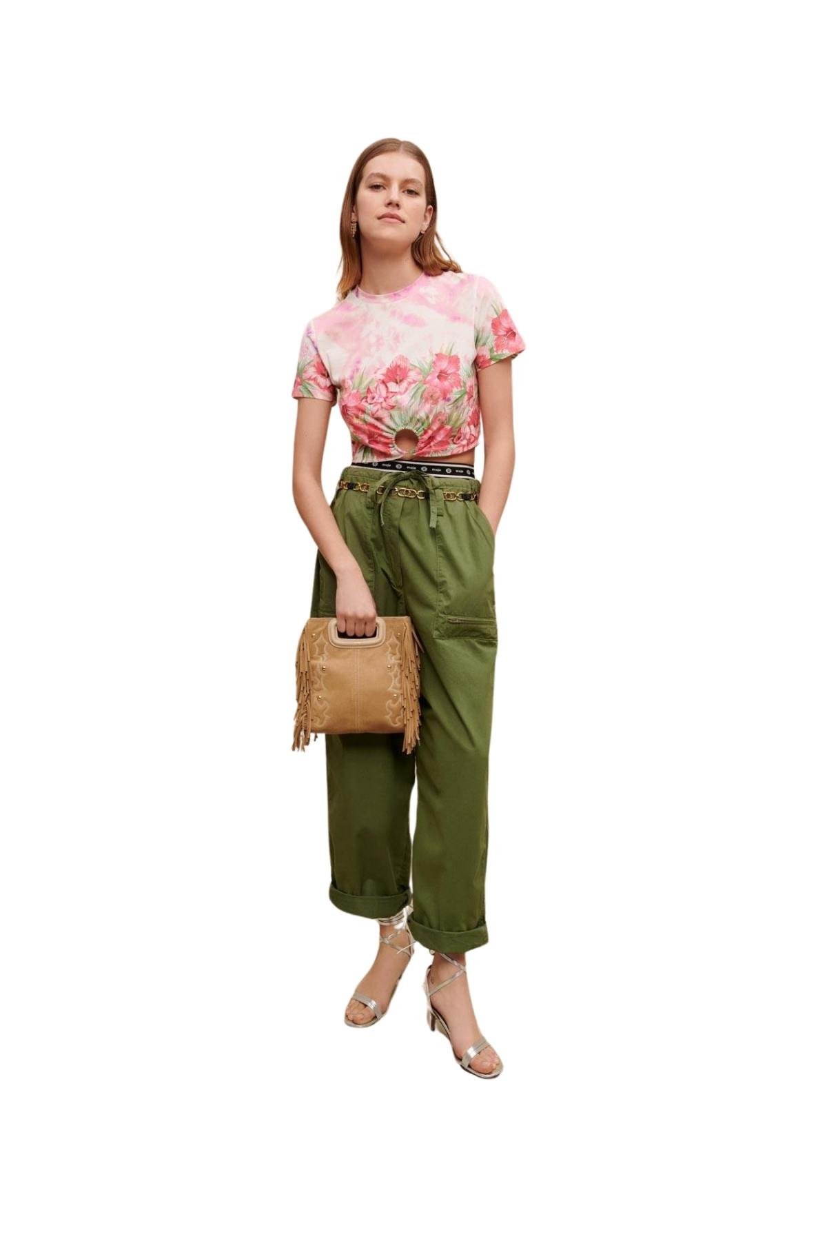 Floral Baskılı Crop T-shirt