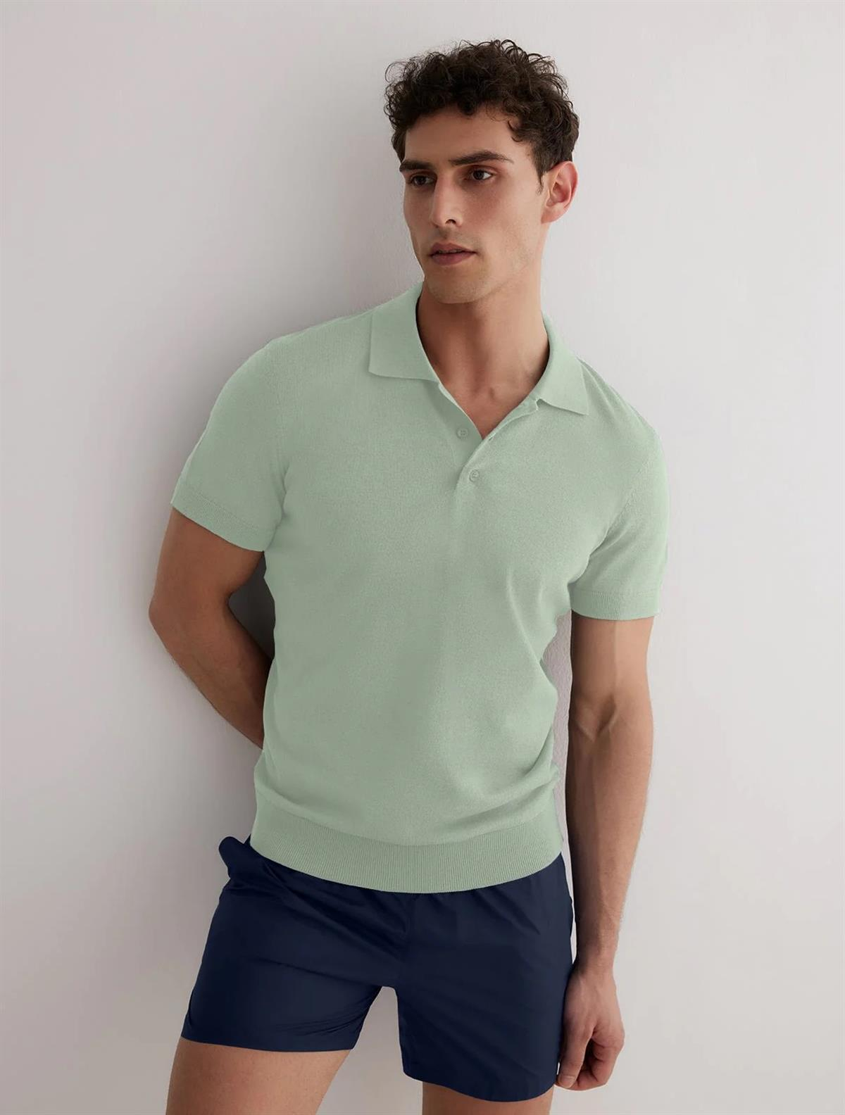 MoevaYeşil Triko Polo Yaka T-shirt
