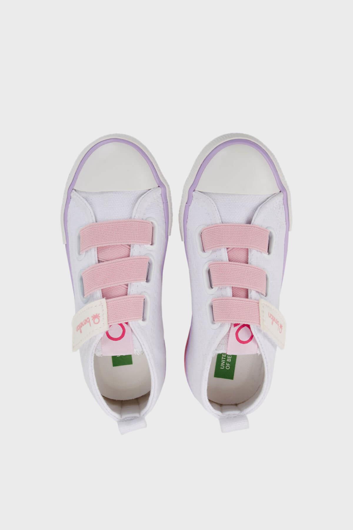 Benetton Kız Çocuk Cırtlı Converse Beyaz Pembe BN-30649P