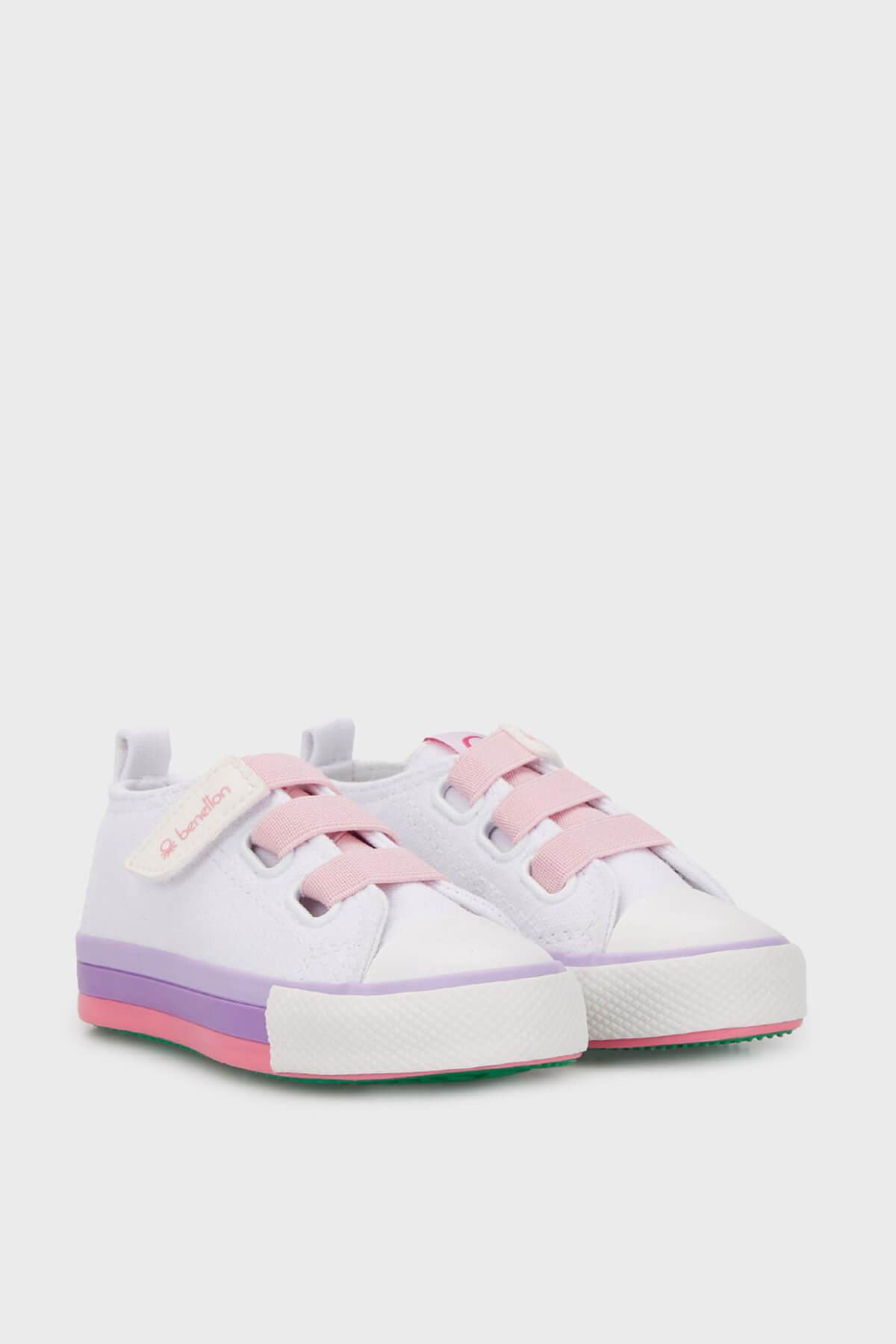 Benetton Kız Çocuk Cırtlı Converse Beyaz Pembe BN-30649P