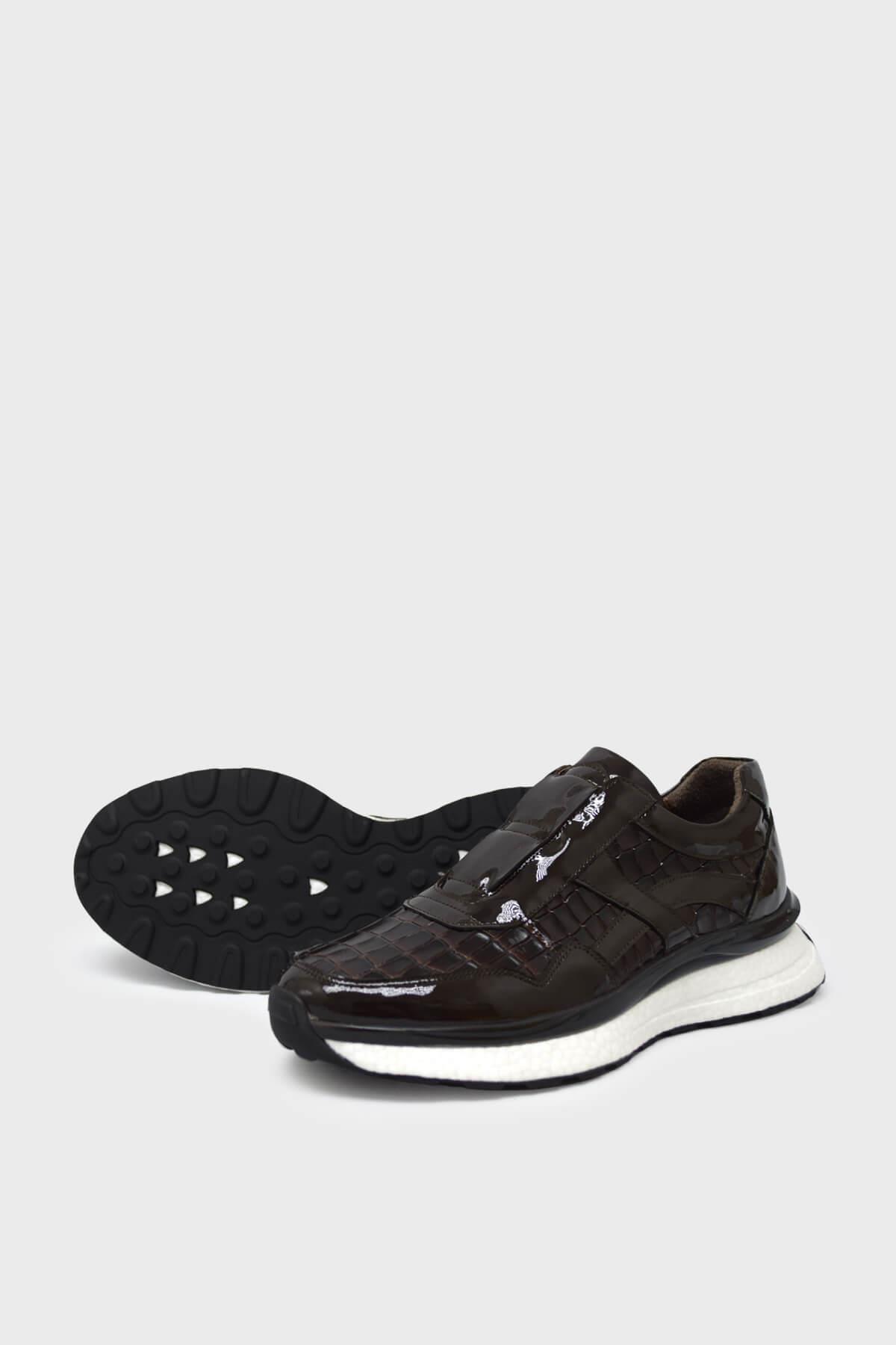 Kanuga Erkek Casual Deri Ayakkabı Kahve Kroko K-FSC2986