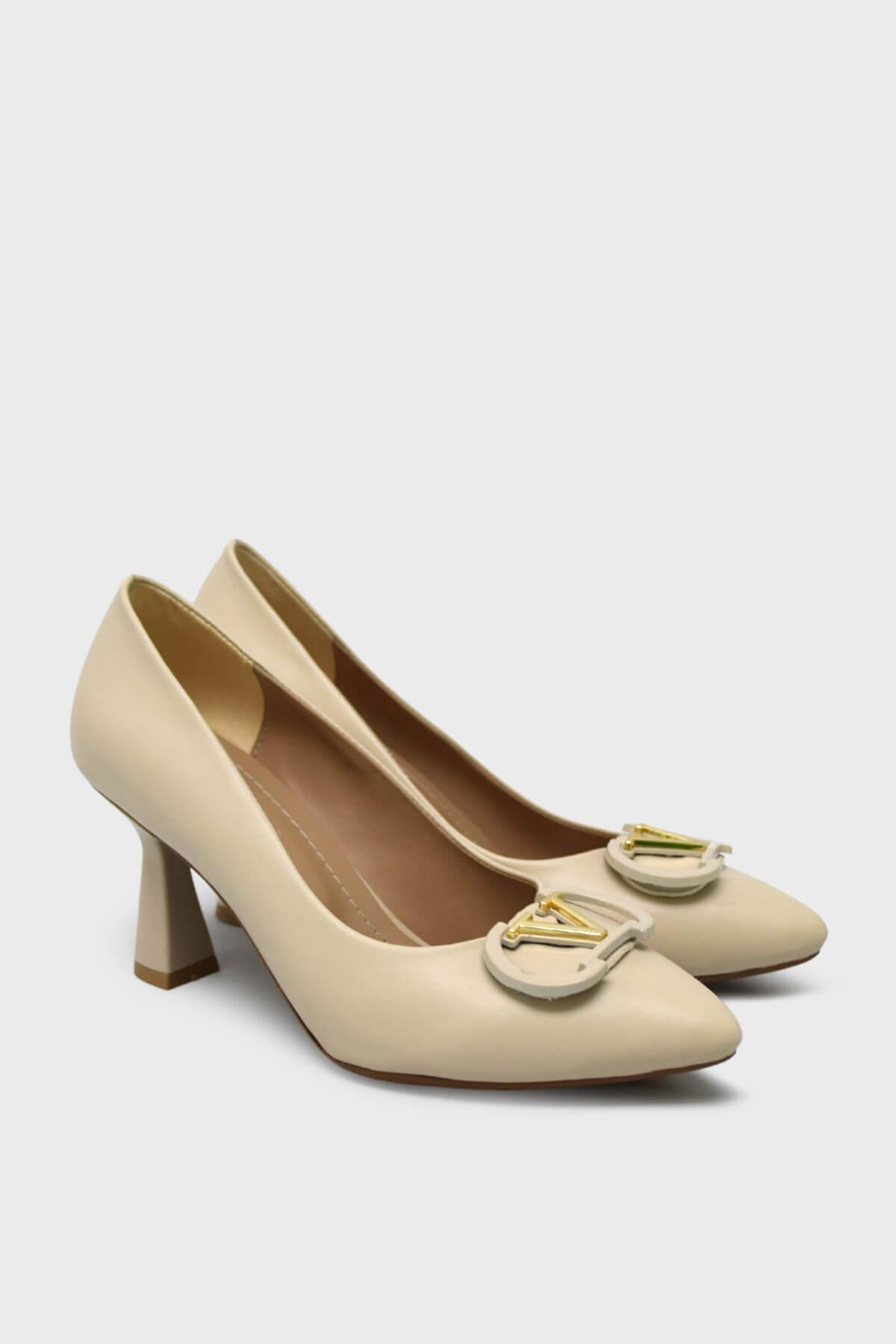 Kanuga Kadın Toka Detaylı Topuklu Stiletto Bej LPA1206-1