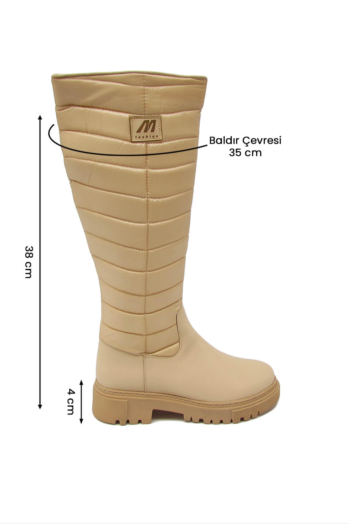 Mp Kadın Casual Kapitone Çizme Bej MP-2752