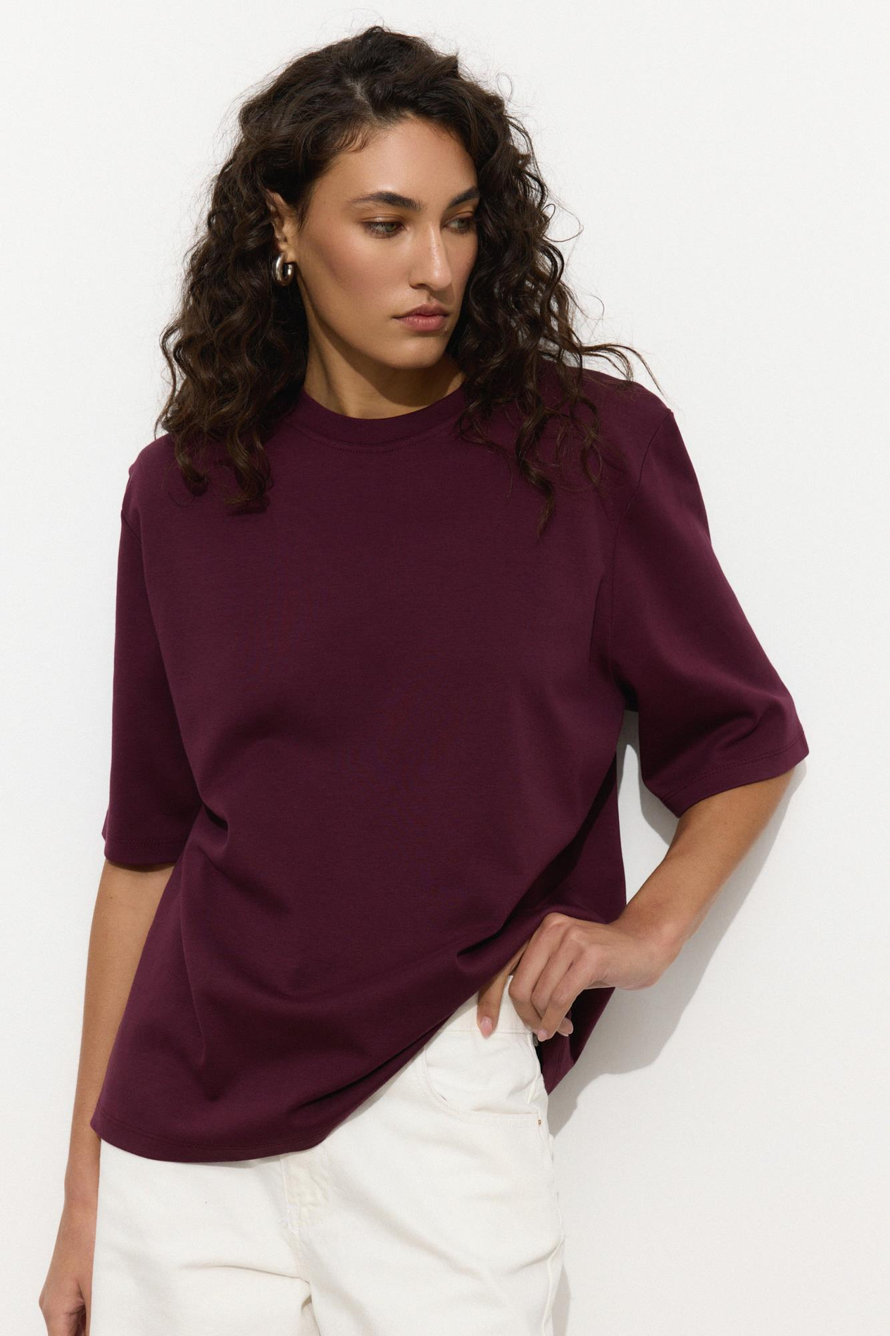 Bordo Vatkalı T-Shirt