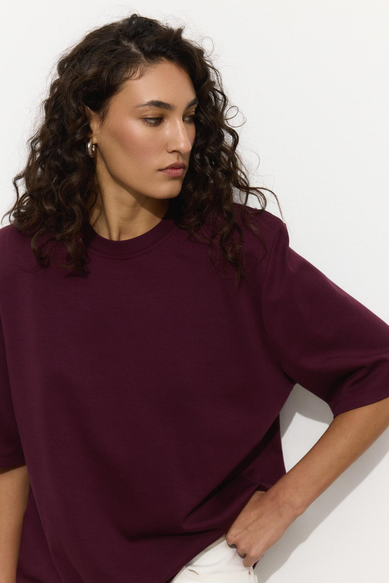 Bordo Vatkalı T-Shirt