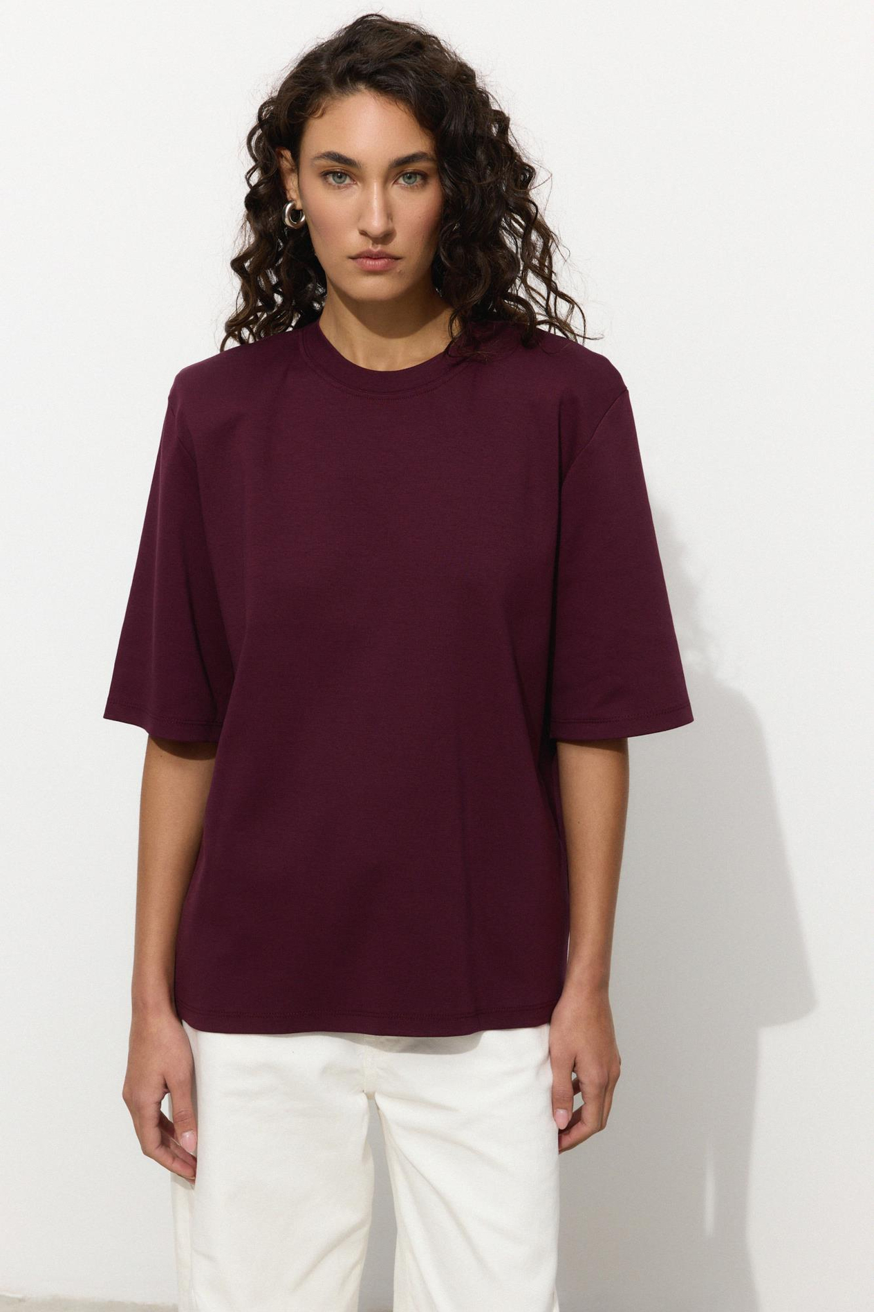 Bordo Vatkalı T-Shirt