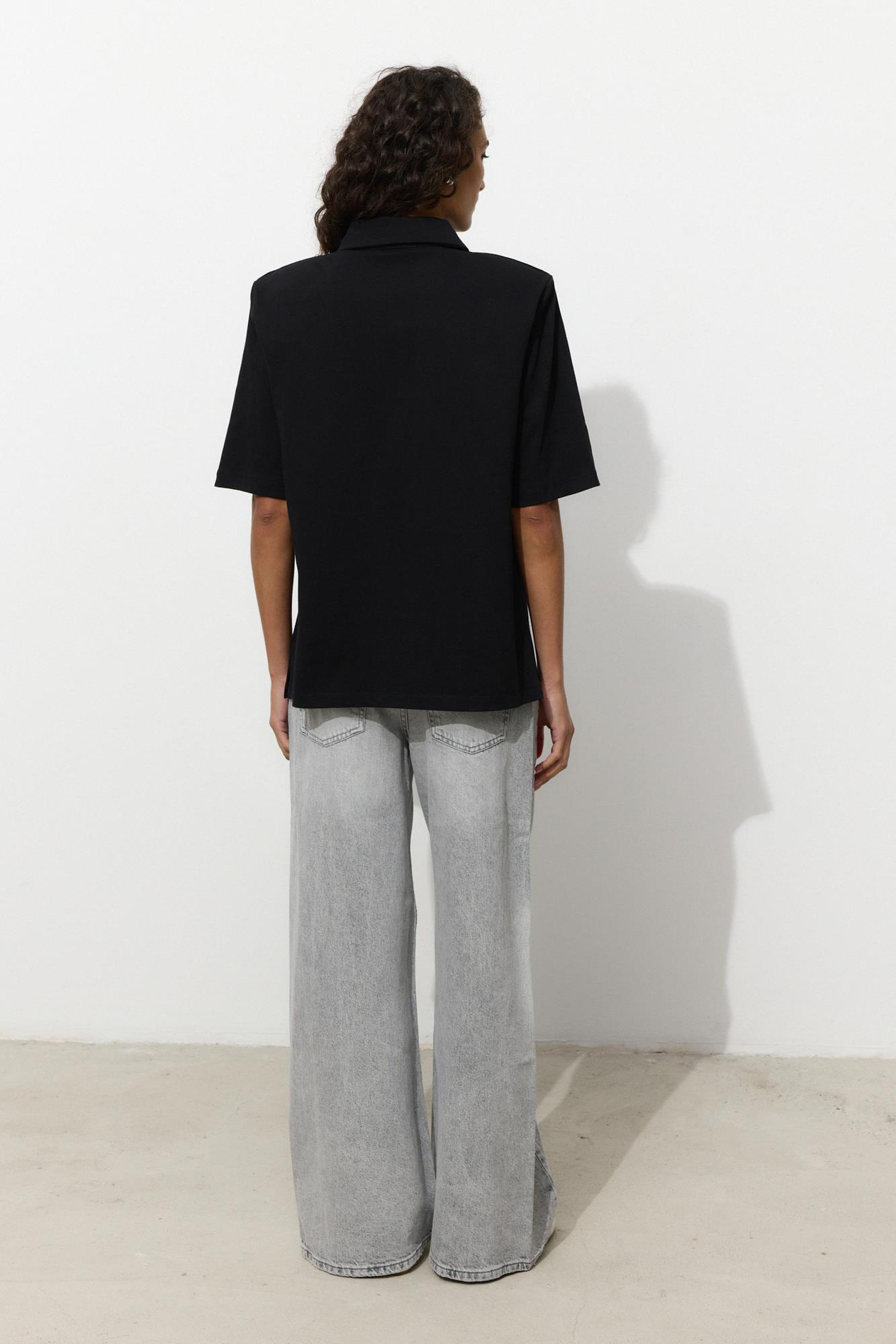 Siyah Vatkalı Polo Yaka T-Shirt