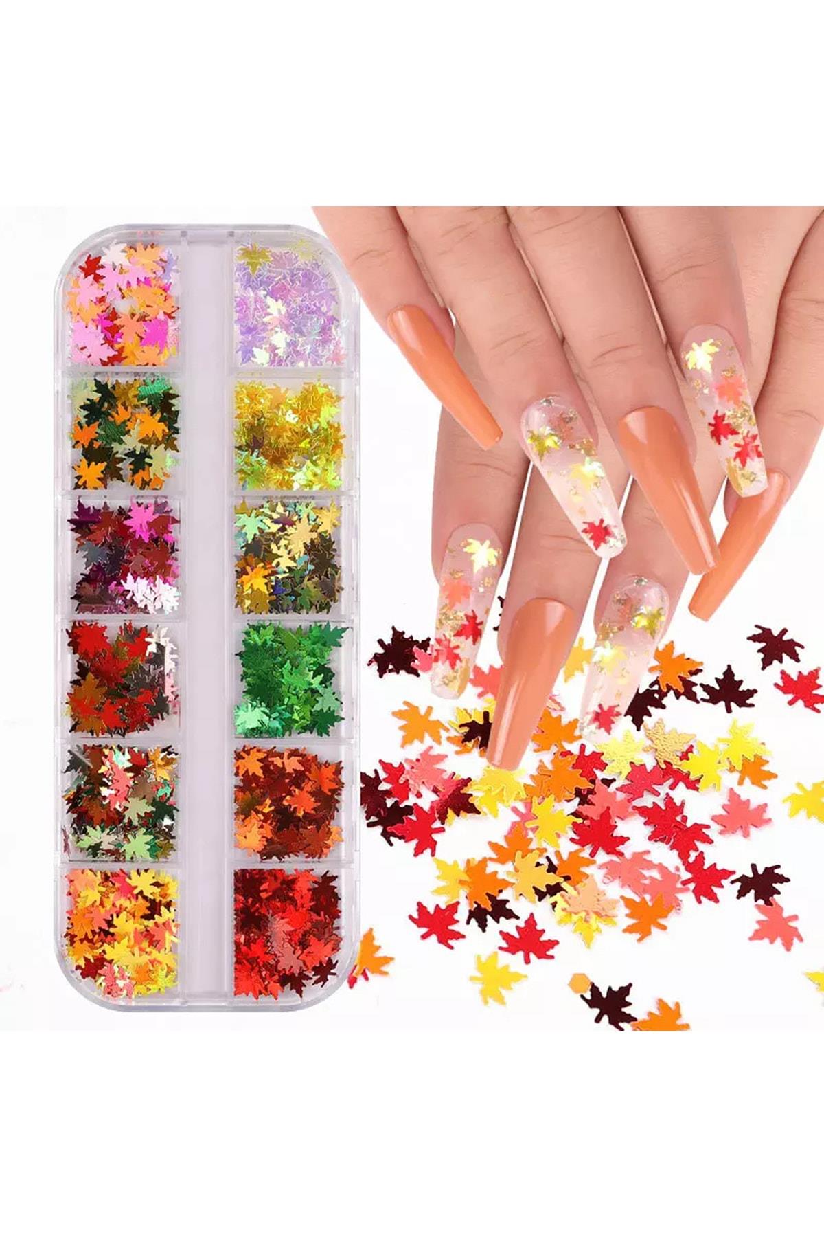 Nail Art Tırnak Süsleme Pul Seti, Yapraklı