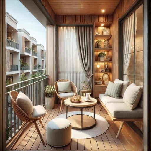 kapalı balkon dekorasyonu sehpa ekleyin
