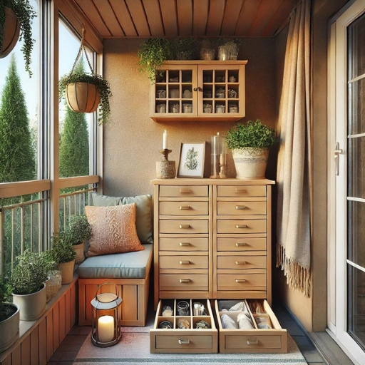 kapalı balkon dekorasyonu depolama