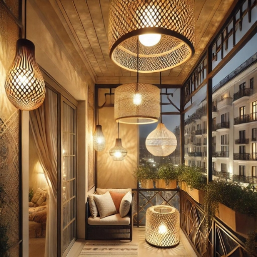 kapalı balkon dekorasyonu aydınlatma
