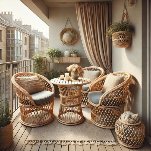 kapalı balkon dekorasyonu rattan mobilyalar