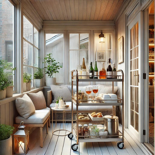 kapalı balkon dekorasyonu servis arabası