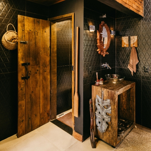 rustik banyo dekorasyonu