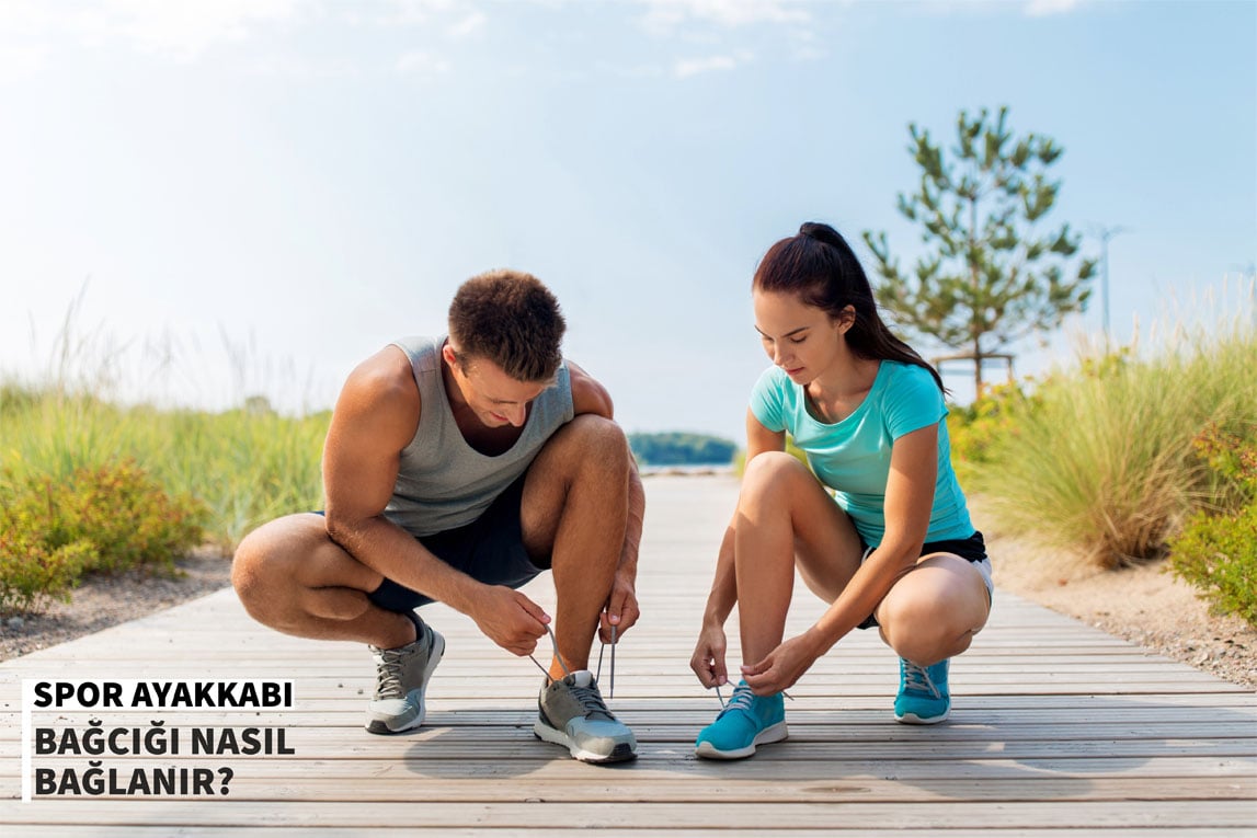 Spor ayakkabı bağcığı bağlama