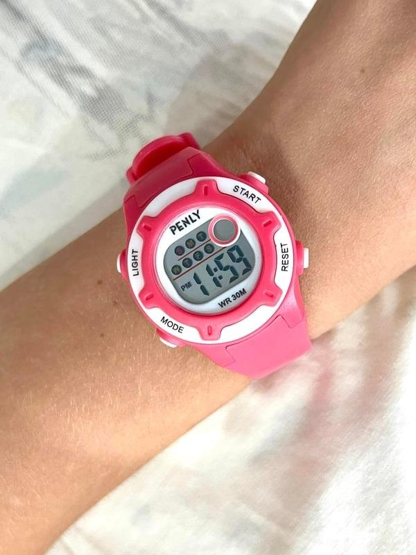 Penly Su Geçirmez Dijital Çocuk Kol Saati 8203 Model Pembe +4 Renk Kronometre-Alarmlı 5ATM