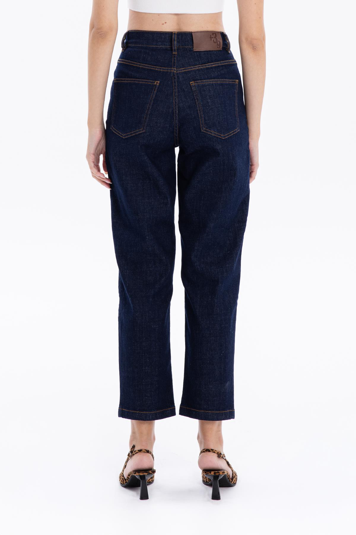 5 Cep Yüksek Bel Mom Fit Kadın Denim Jean Pantolon